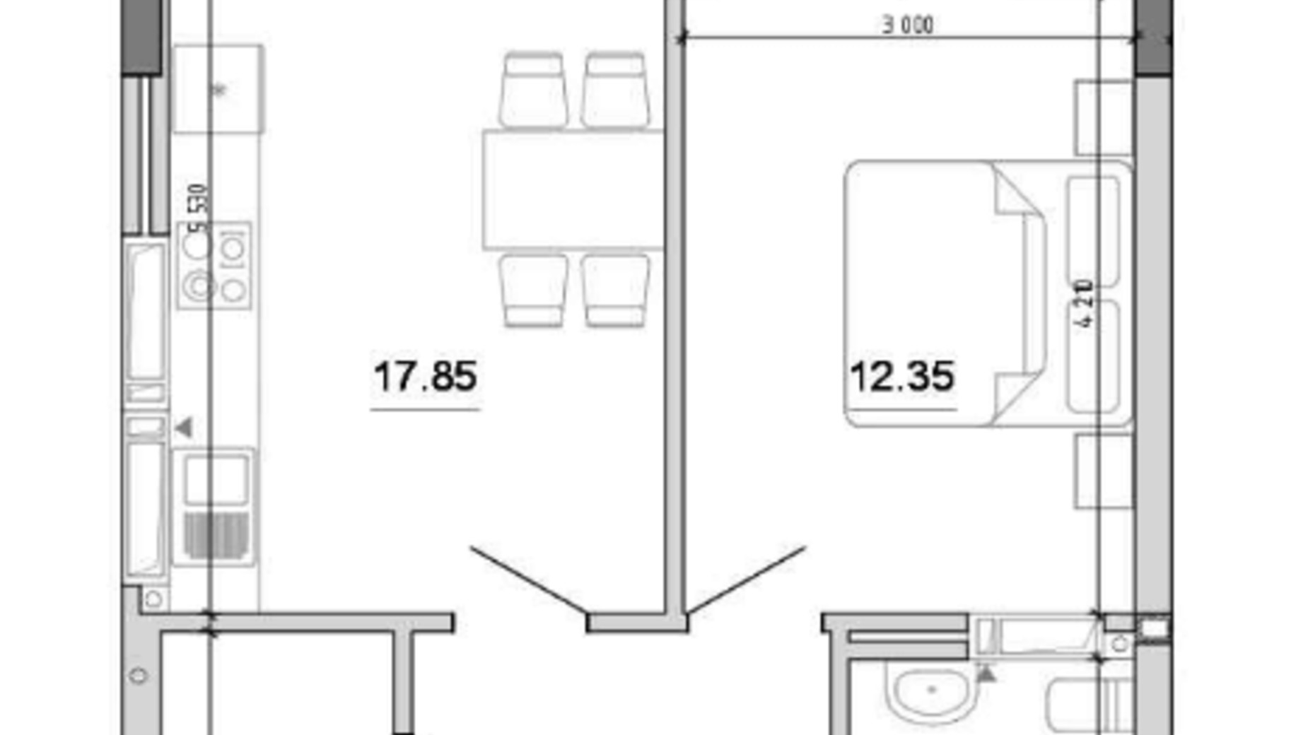 Планировка 1-комнатной квартиры в ЖК Forward 46.25 м², фото 212804