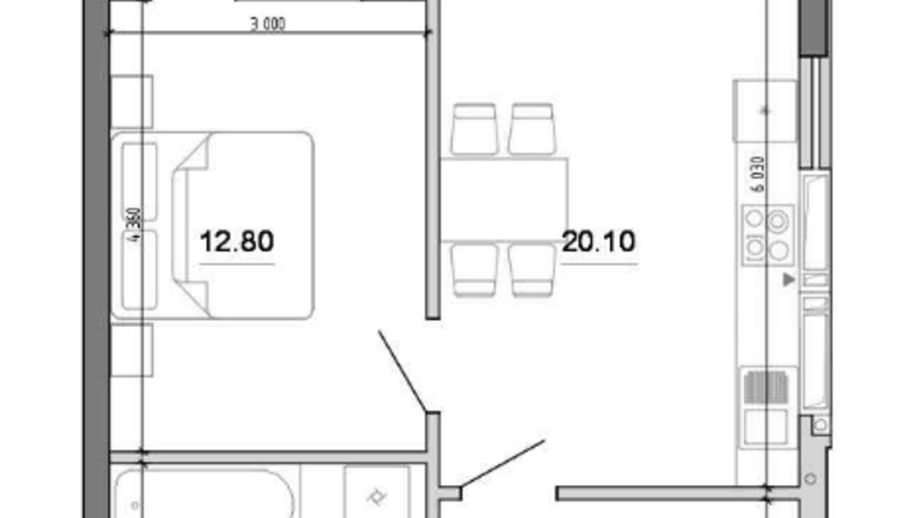 Планування 1-кімнатної квартири в ЖК Forward 47.55 м², фото 212806