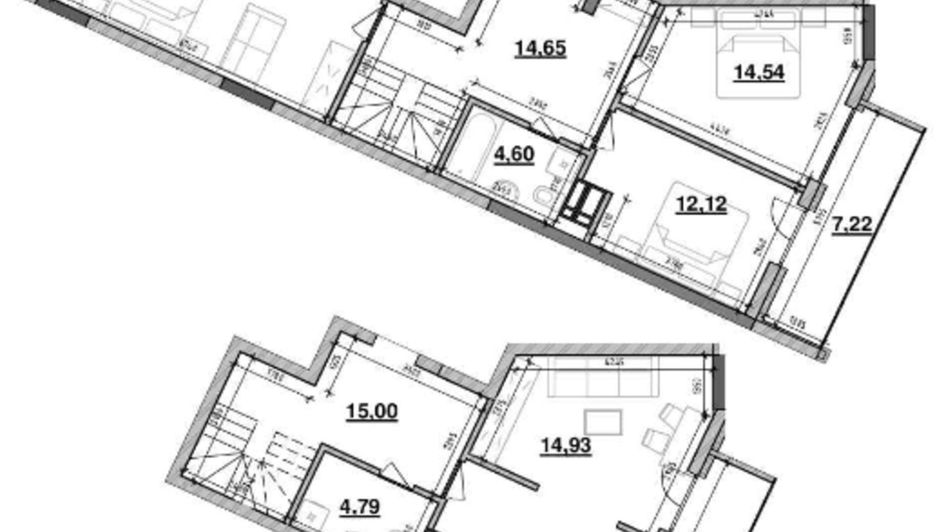 Планировка много­уровневой квартиры в ЖК Львовская площадь 124.47 м², фото 212832