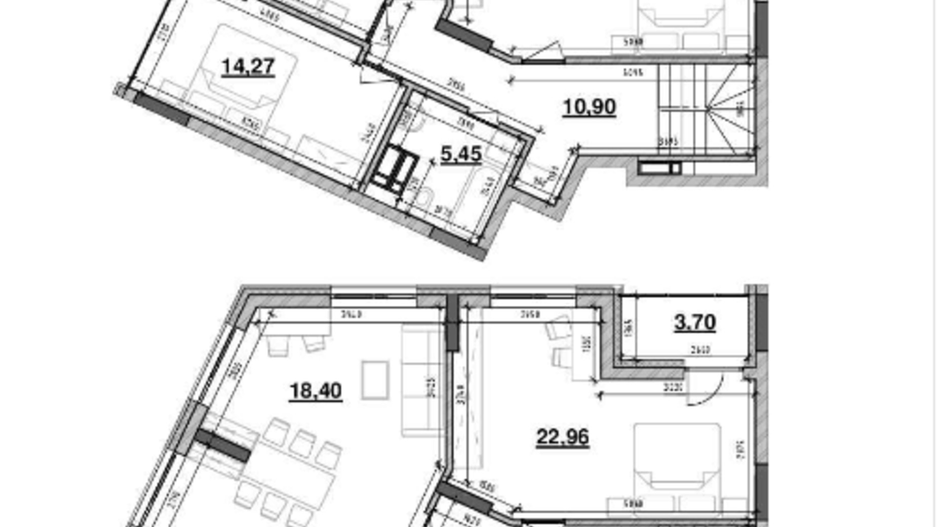 Планування багато­рівневої квартири в ЖК Львівська Площа 150.73 м², фото 212835