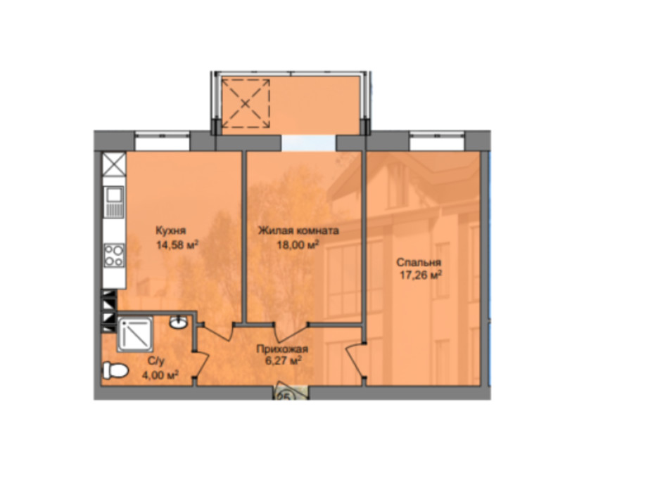Планировка 2-комнатной квартиры в КД Березинский 60.11 м², фото 212895 Планировка 2-комнатной квартиры в КД Березинский 60.11 м², фото 212895