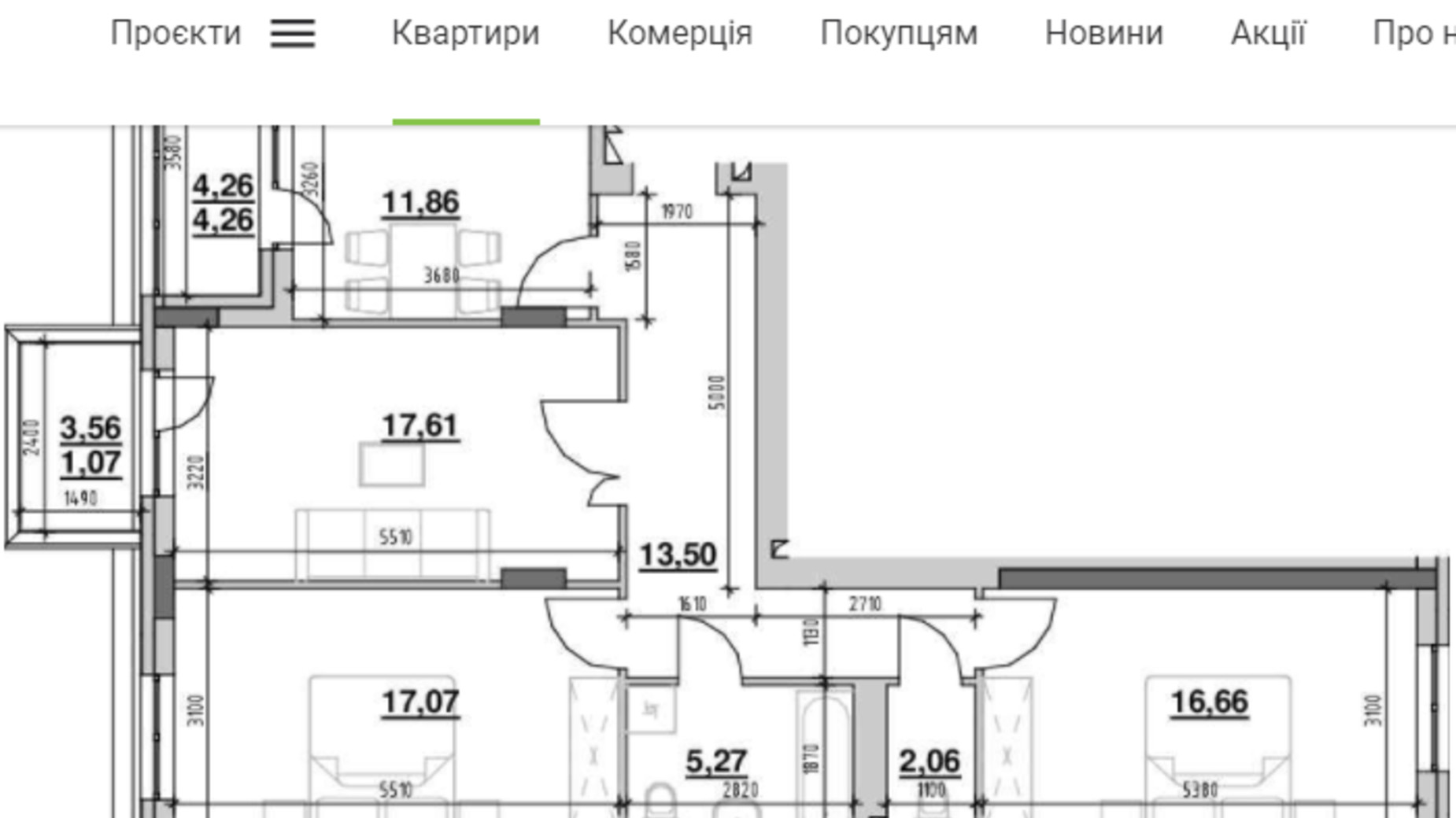 Планировка 3-комнатной квартиры в ЖК Риел Сити 89.36 м², фото 213969