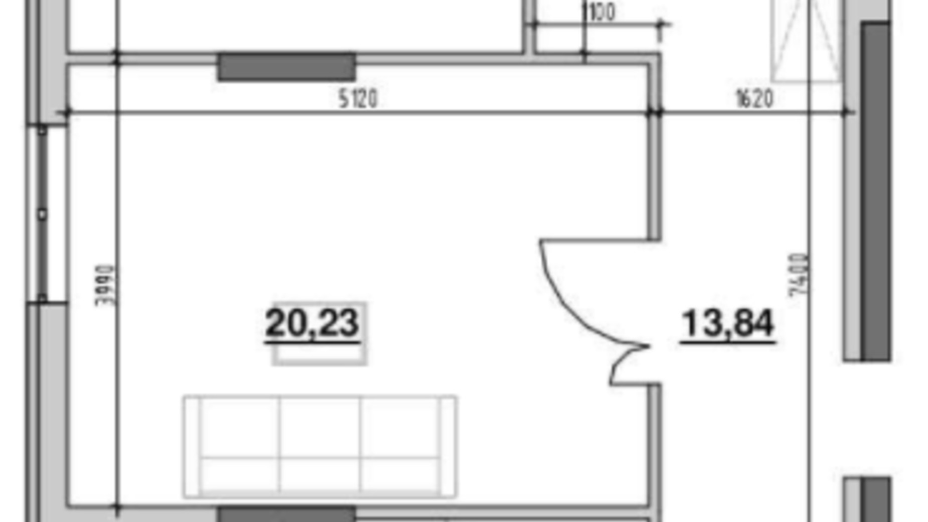 Планування 2-кімнатної квартири в ЖК Ріел Сіті 76.74 м², фото 214006