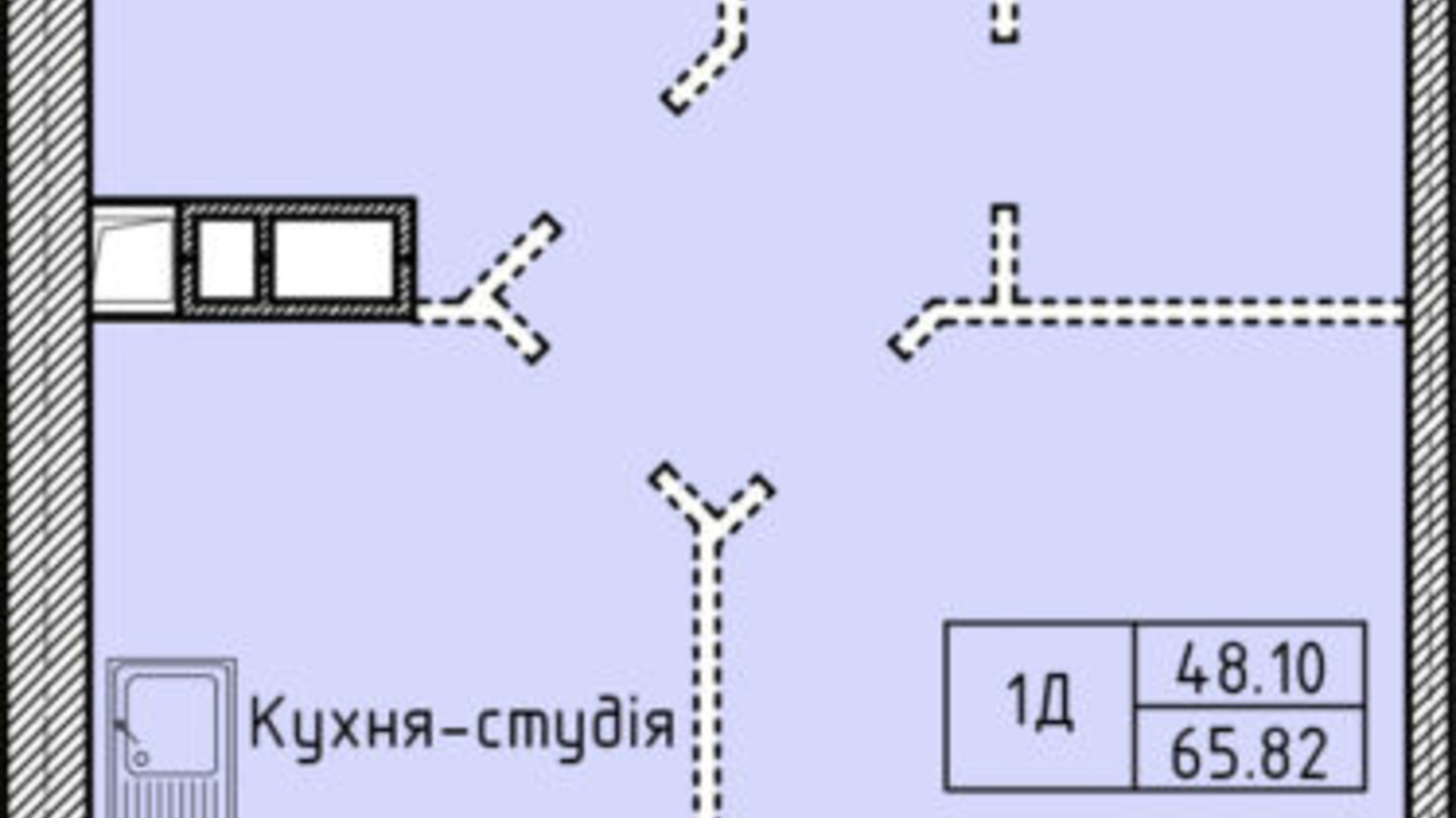 Планировка 1-комнатной квартиры в ЖК Олимпийский 65.82 м², фото 214043