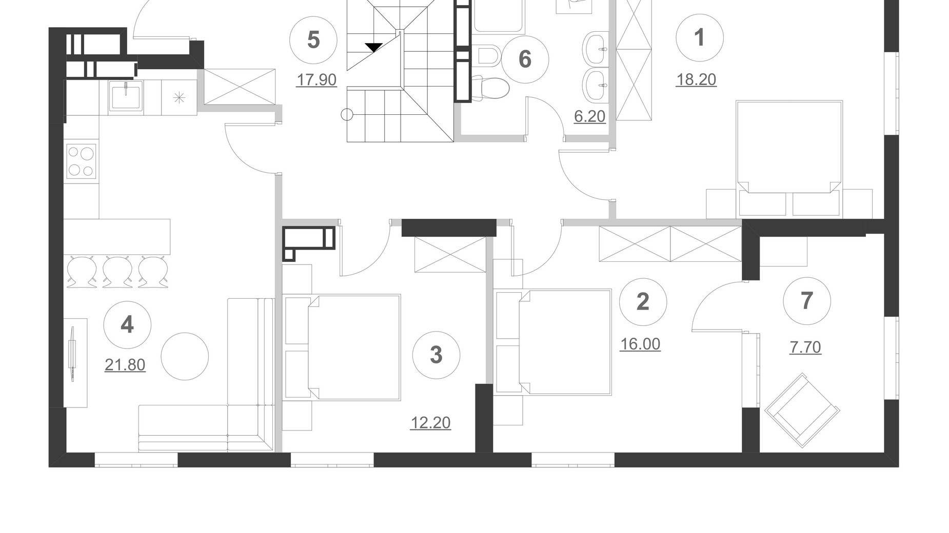 Планування багато­рівневої квартири в ЖК Greenville Park 226.3 м², фото 214261