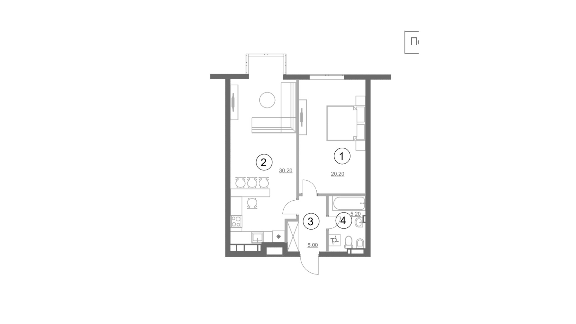 Планировка 1-комнатной квартиры в ЖК Greenville Park 60.6 м², фото 214266