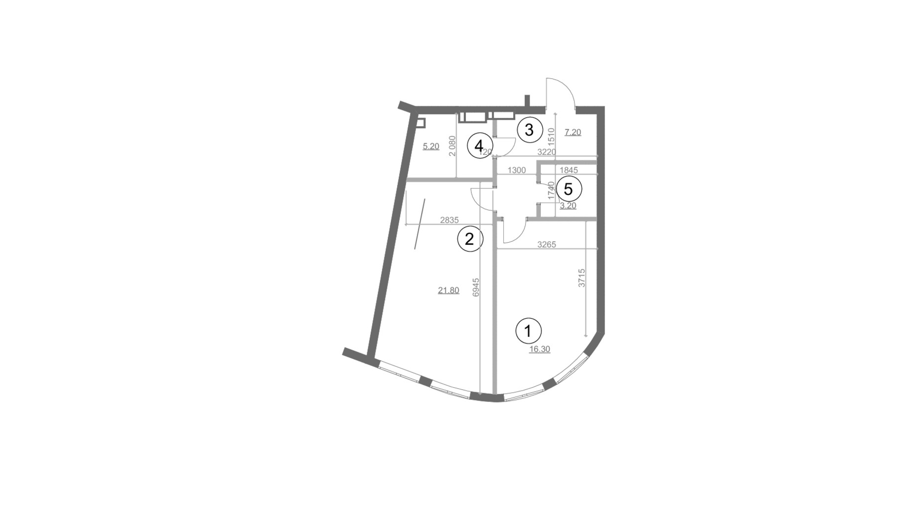 Планування 1-кімнатної квартири в ЖК Greenville Park 53.7 м², фото 214267