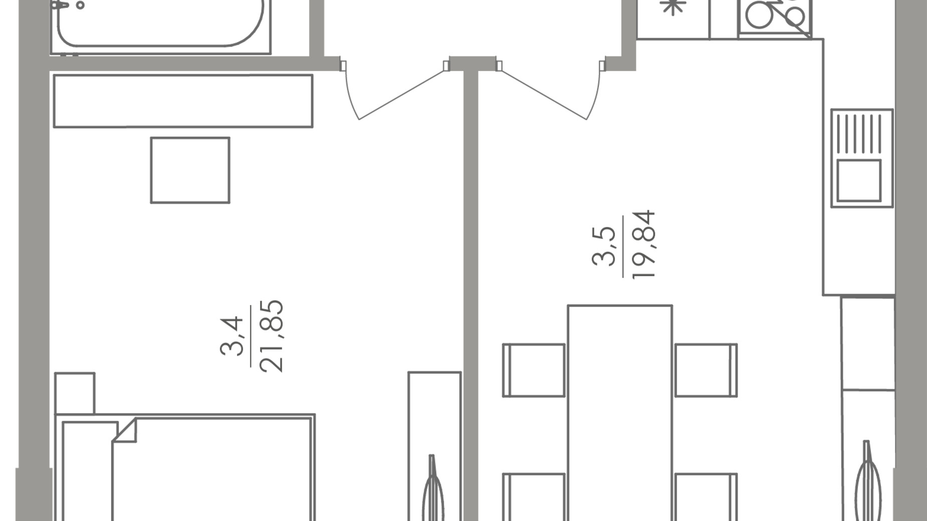 Планировка 1-комнатной квартиры в ЖК Greenville на Печерске 57.6 м², фото 214392