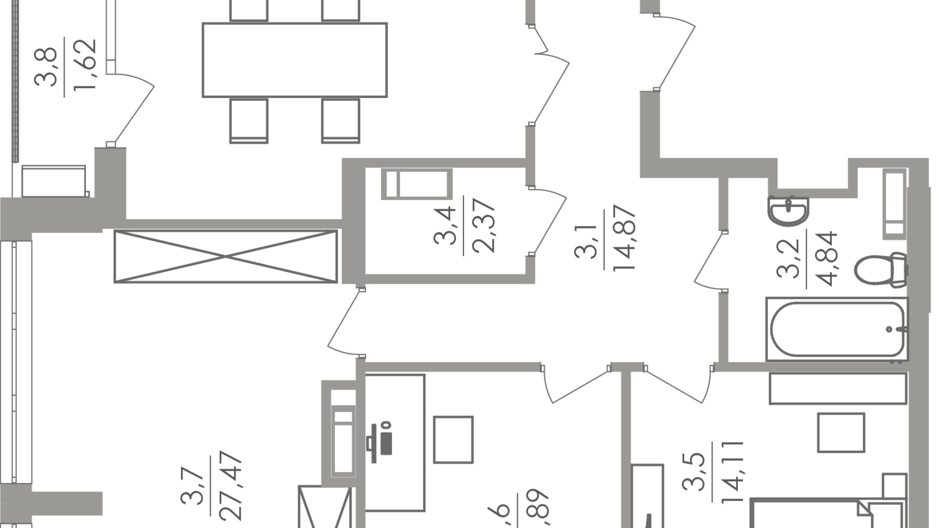 Планировка 3-комнатной квартиры в ЖК Greenville на Печерске 111.2 м², фото 214409