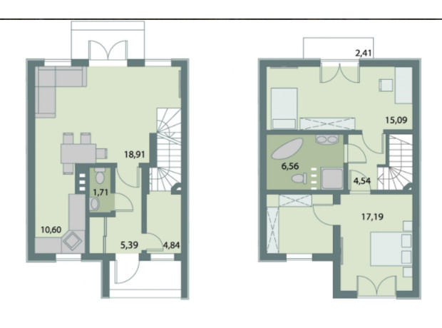 Коттеджный городок Счастливый Хуторок: планировка 4-комнатной квартиры 89 м²