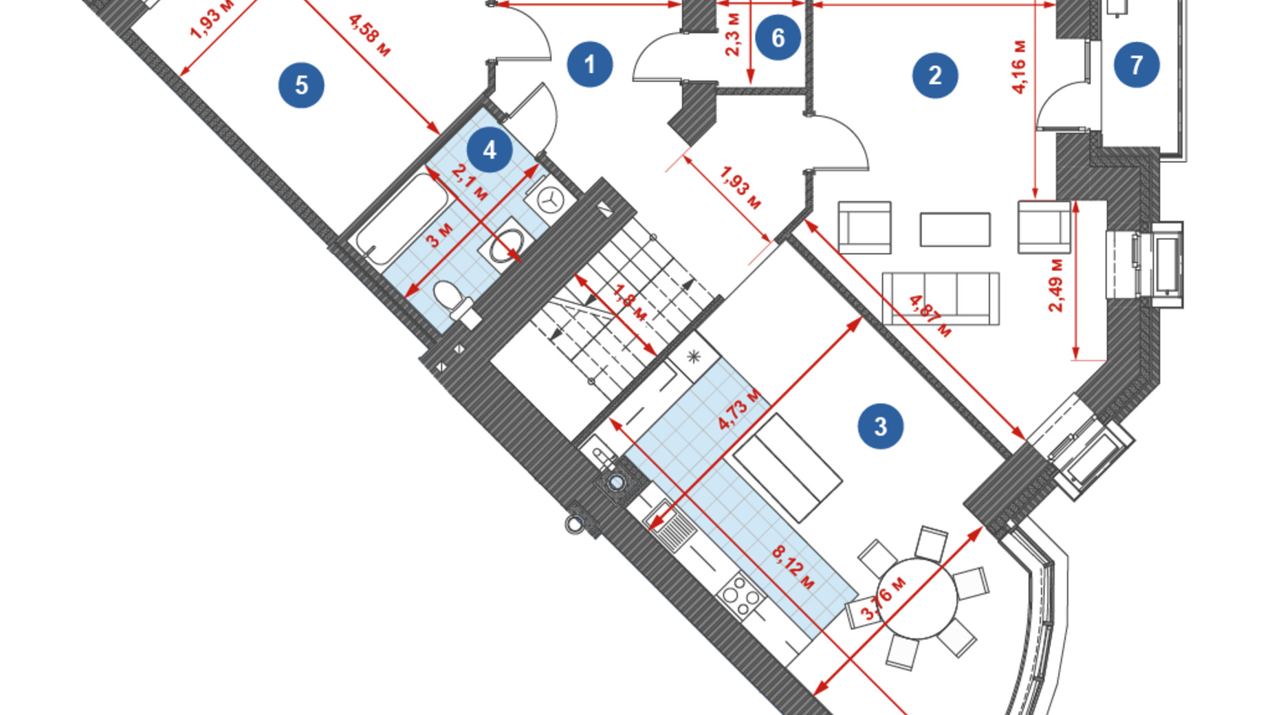 Планування багато­рівневої квартири в ЖК City Park 167.24 м², фото 214824