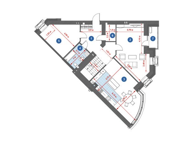 ЖК City Park: планування 4-кімнатної квартири 167.24 м²