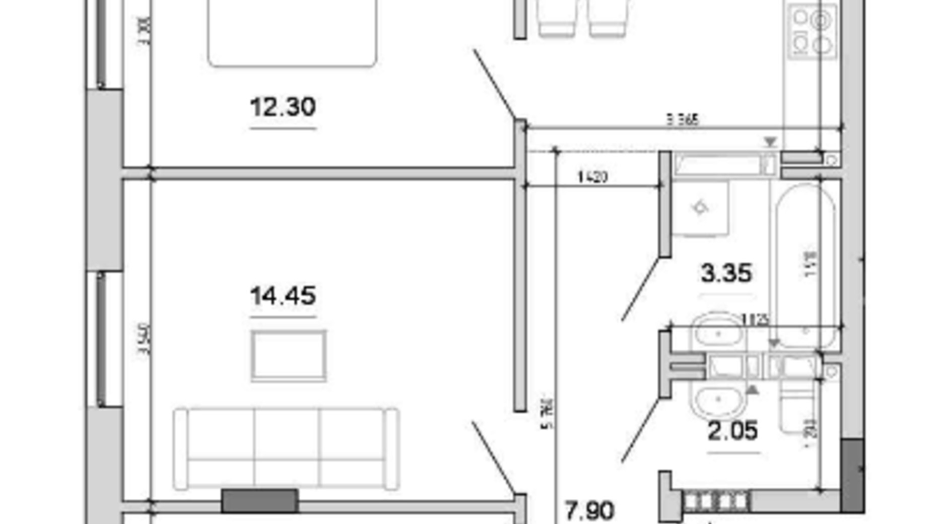 Планировка 3-комнатной квартиры в ЖК Forward 70.65 м², фото 214833