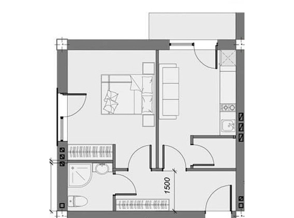 Планування 1-кімнатної квартири в ЖК Arena Village 39 м², фото 214836 Планування 1-кімнатної квартири в ЖК Arena Village 39 м², фото 214836