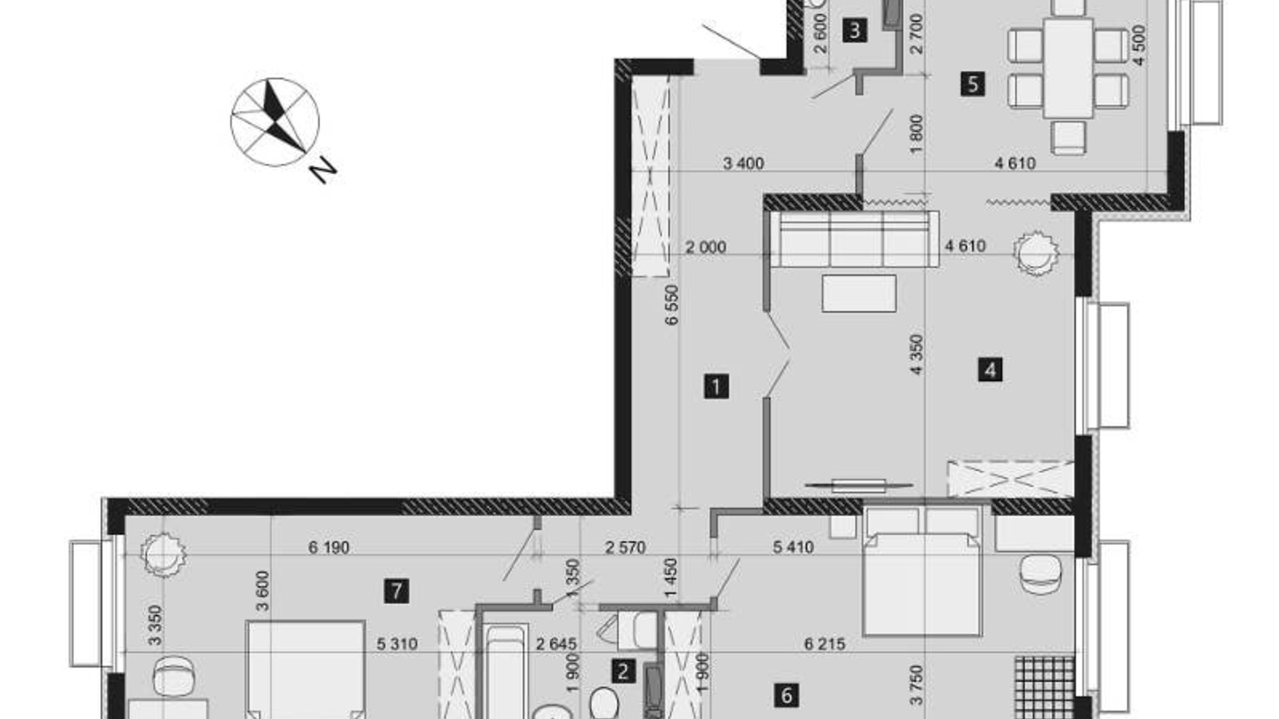 Планировка 3-комнатной квартиры в ЖК Liko-Grad Perfect Town 106.69 м², фото 214958