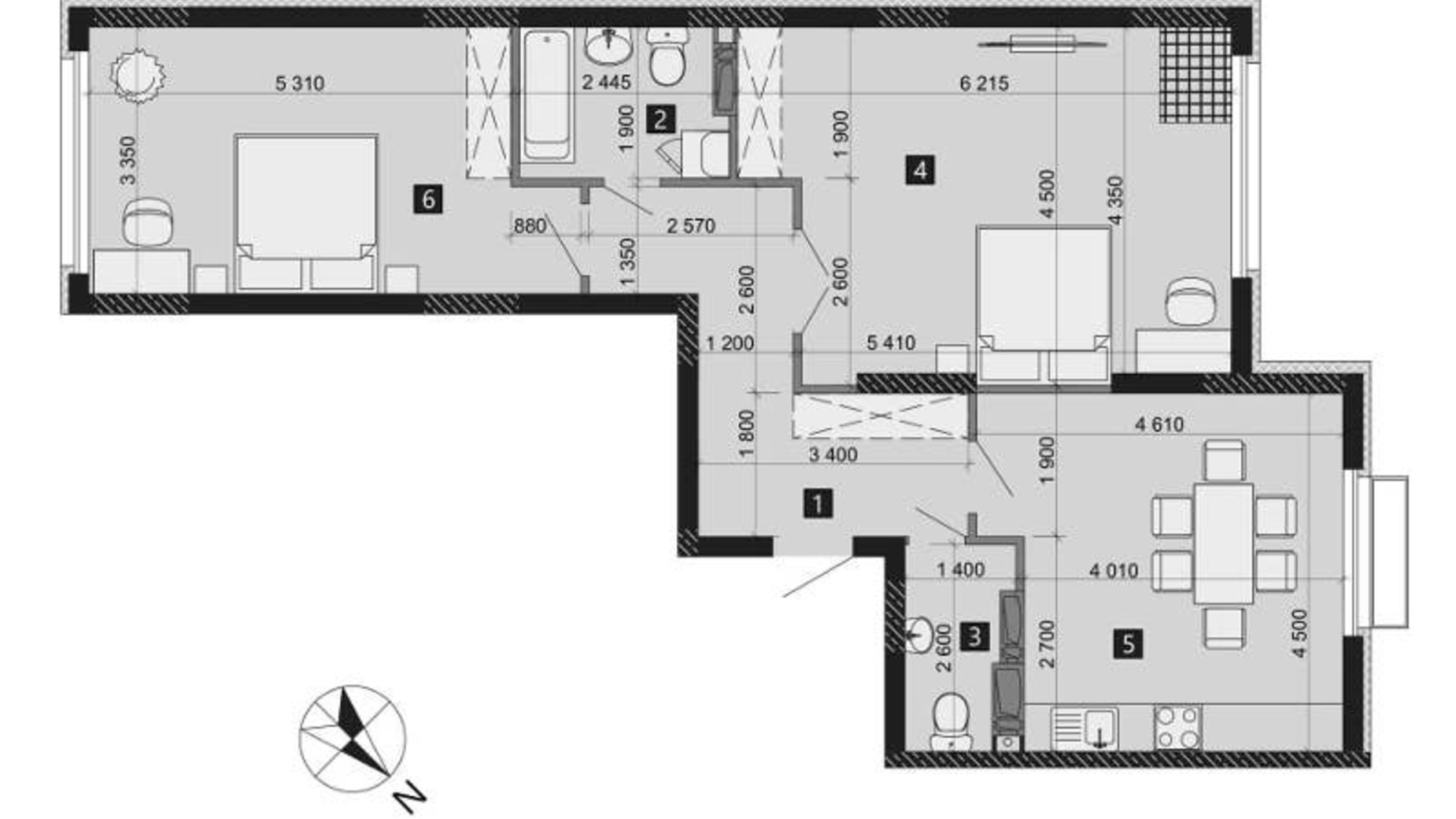 Планировка 2-комнатной квартиры в ЖК Liko-Grad Perfect Town 81.62 м², фото 214959