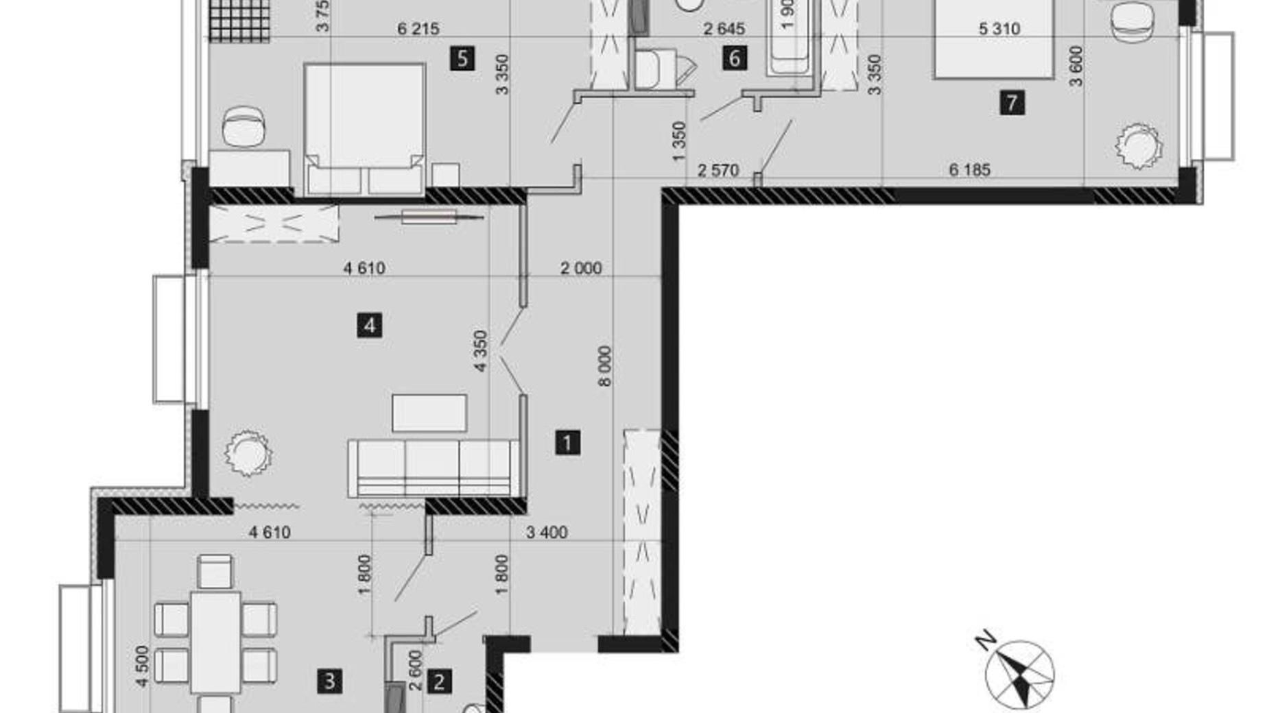 Планировка 3-комнатной квартиры в ЖК Liko-Grad Perfect Town 105.88 м², фото 214961