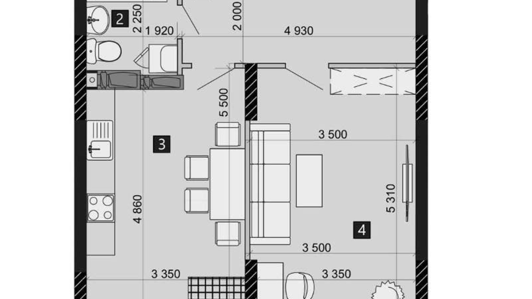 Планування 1-кімнатної квартири в ЖК Liko-Grad Perfect Town 48.09 м², фото 214965