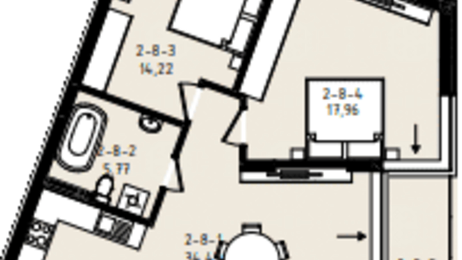 Планування 2-кімнатної квартири в ЖК вул. Мечникова 76.2 м², фото 215488