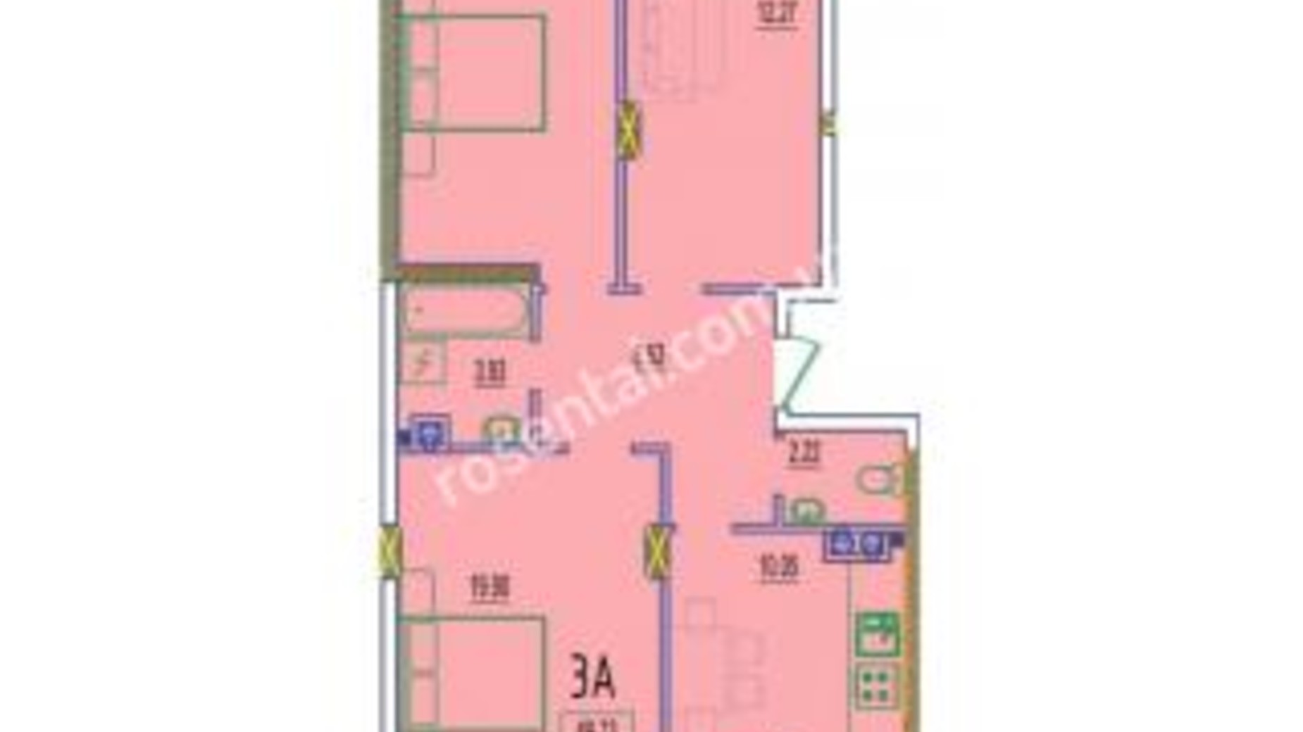 Планировка 3-комнатной квартиры в ЖК Розенталь 78.84 м², фото 215509
