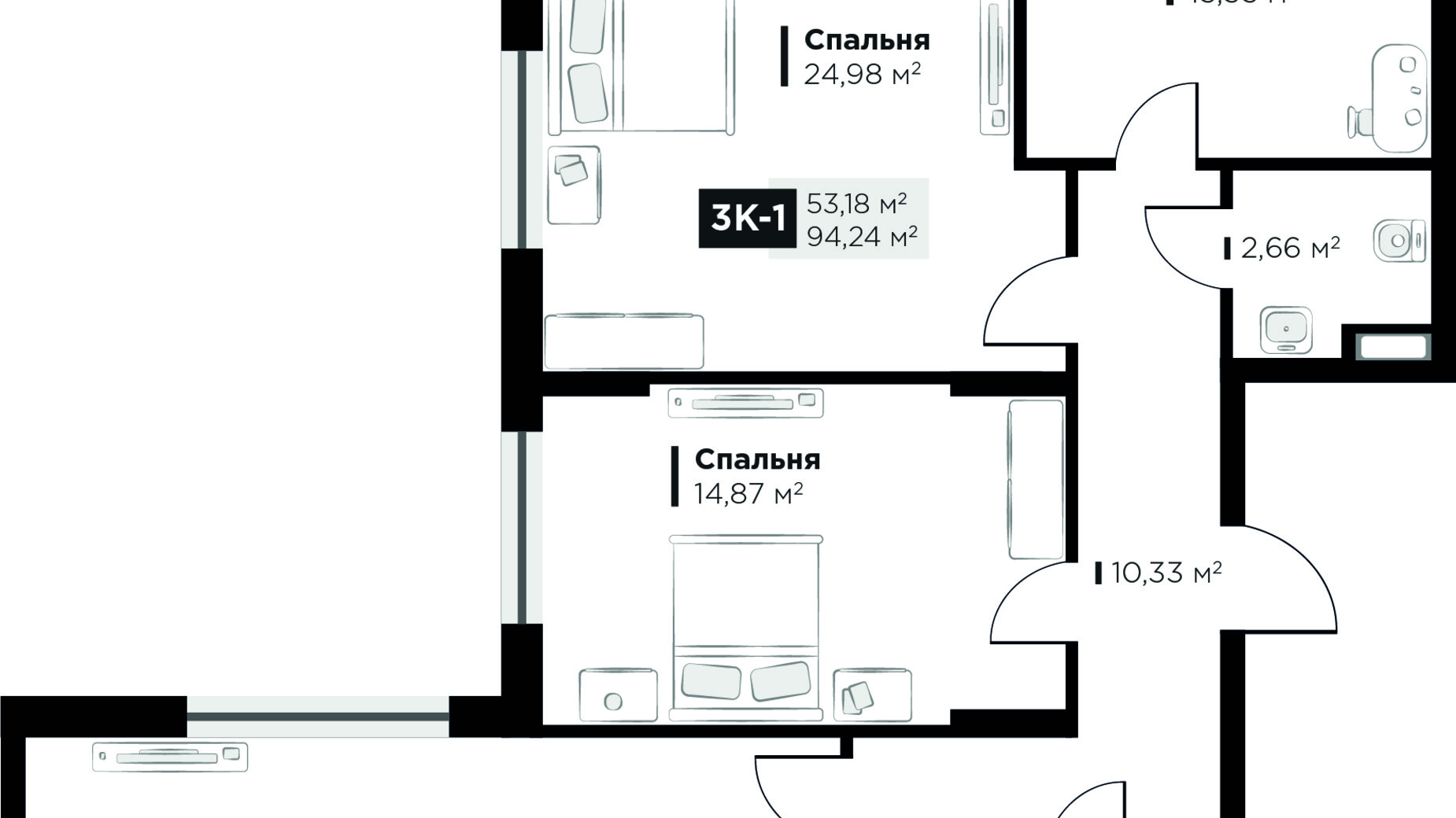 Планировка 3-комнатной квартиры в ЖК Life Story 105.36 м², фото 215717