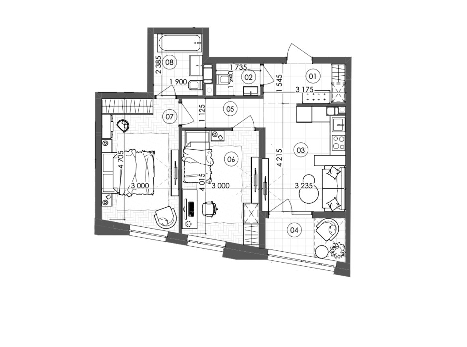 Планування 2-кімнатної квартири в ЖК Krauss Gallery 60.35 м², фото 215720 Планування 2-кімнатної квартири в ЖК Krauss Gallery 60.35 м², фото 215720