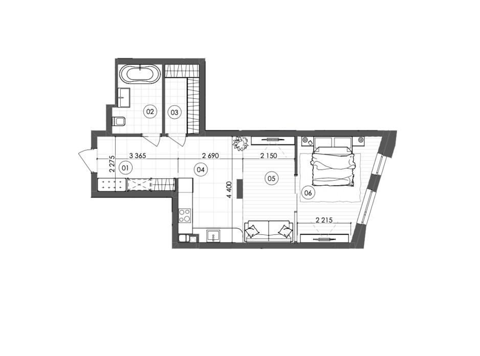 Планировка 1-комнатной квартиры в ЖК Krauss Gallery 50.61 м², фото 215722 Планировка 1-комнатной квартиры в ЖК Krauss Gallery 50.61 м², фото 215722