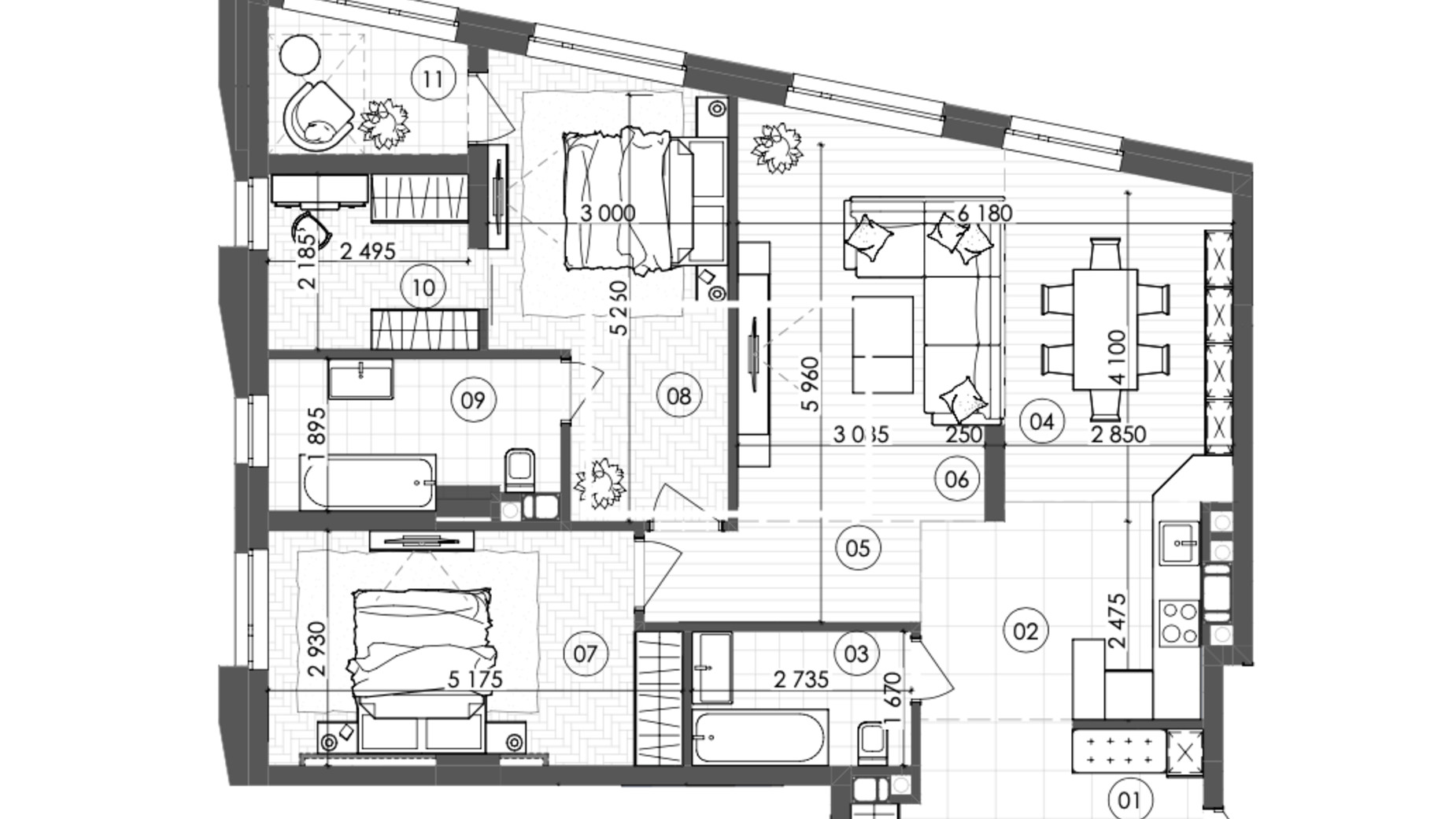 Планування 2-кімнатної квартири в ЖК Krauss Gallery 99.84 м², фото 215725