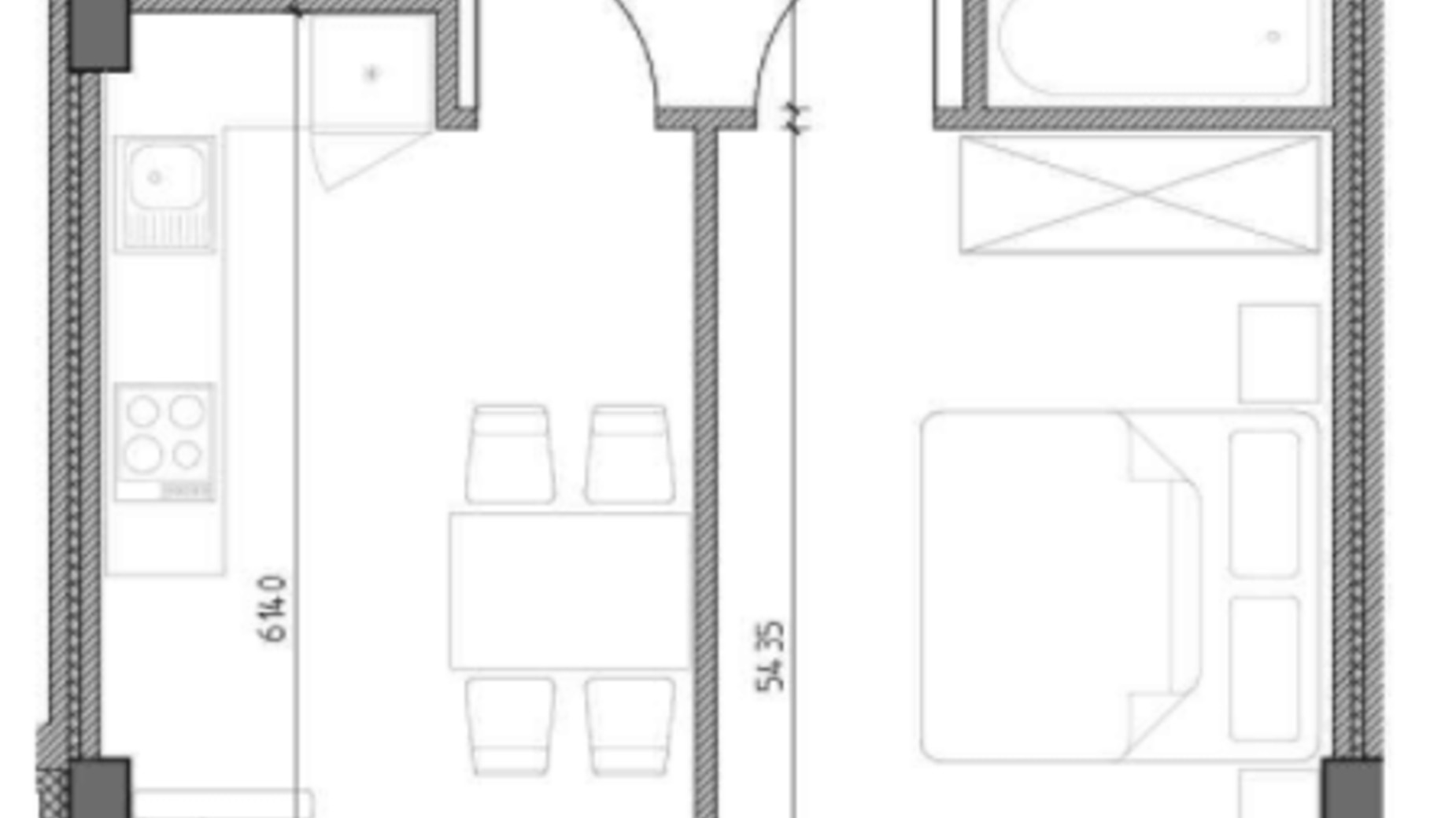 Планировка 1-комнатной квартиры в ЖК Тополіс 47.8 м², фото 216314