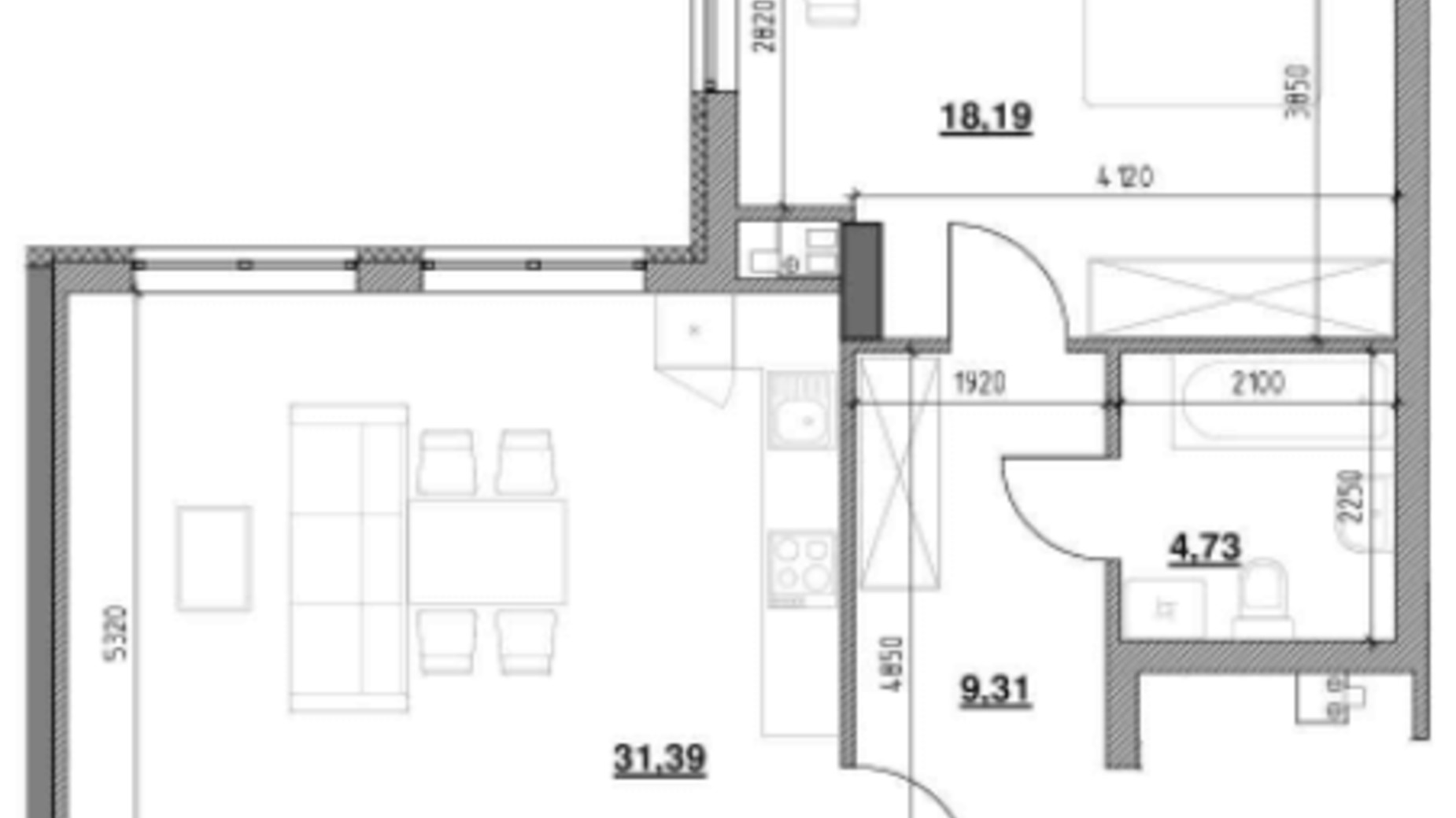 Планировка 1-комнатной квартиры в ЖК Тополіс 63.09 м², фото 216316