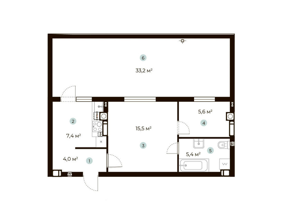 Планування 1-кімнатної квартири в ЖК Parktown 47.9 м², фото 216543 Планування 1-кімнатної квартири в ЖК Parktown 47.9 м², фото 216543