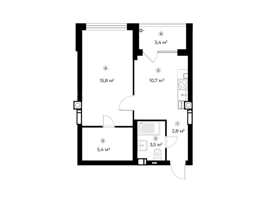 Планування 1-кімнатної квартири в ЖК Parktown 39.9 м², фото 216548 Планування 1-кімнатної квартири в ЖК Parktown 39.9 м², фото 216548