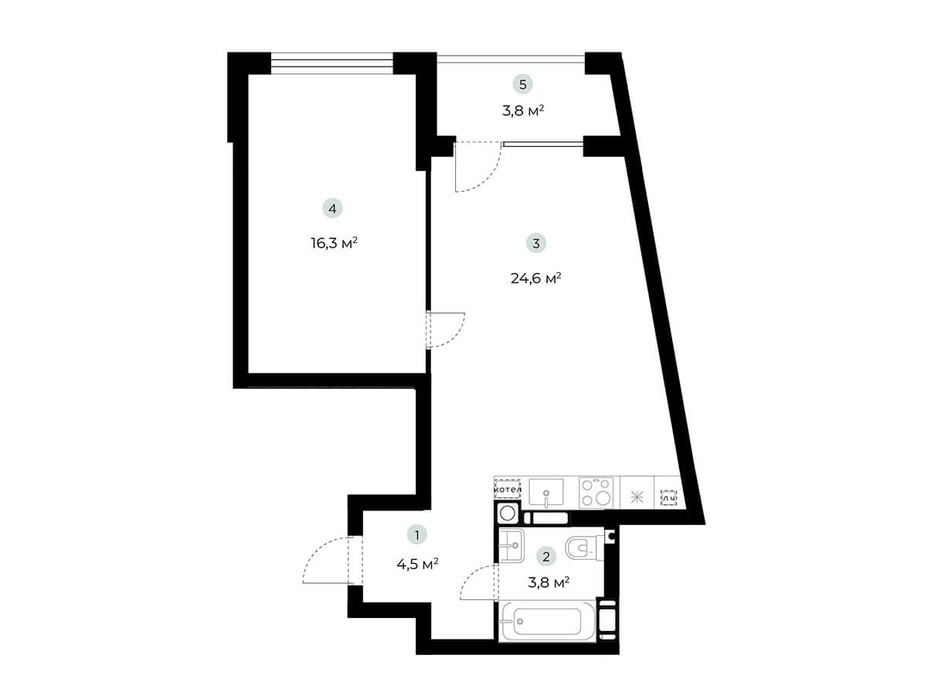 Планування 1-кімнатної квартири в ЖК Parktown 51.1 м², фото 216550 Планування 1-кімнатної квартири в ЖК Parktown 51.1 м², фото 216550
