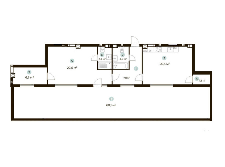 Планування 1-кімнатної квартири в ЖК Parktown 86.6 м², фото 216551 Планування 1-кімнатної квартири в ЖК Parktown 86.6 м², фото 216551