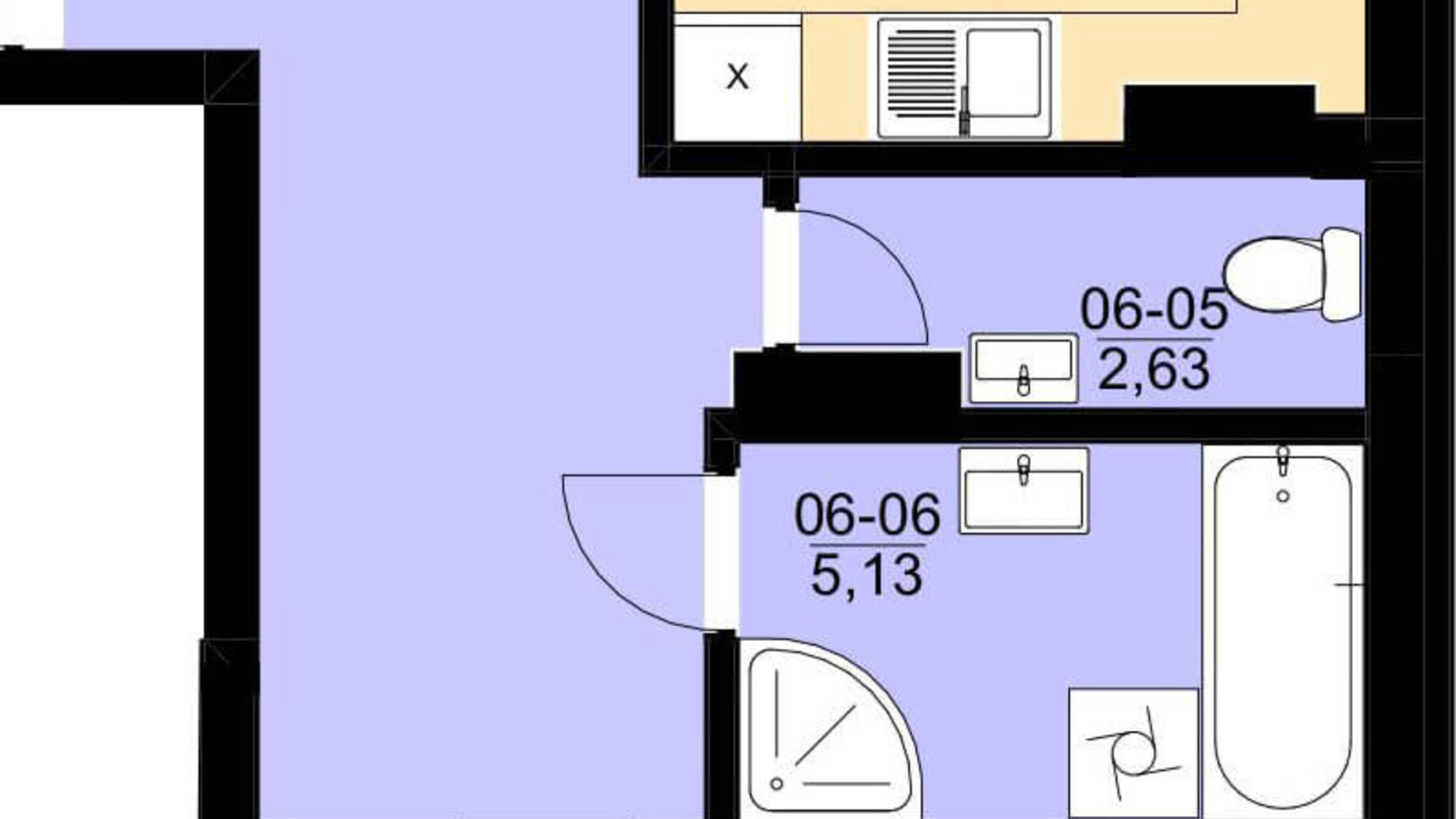 Планировка 2-комнатной квартиры в ЖК Resident Hall 76.9 м², фото 216674