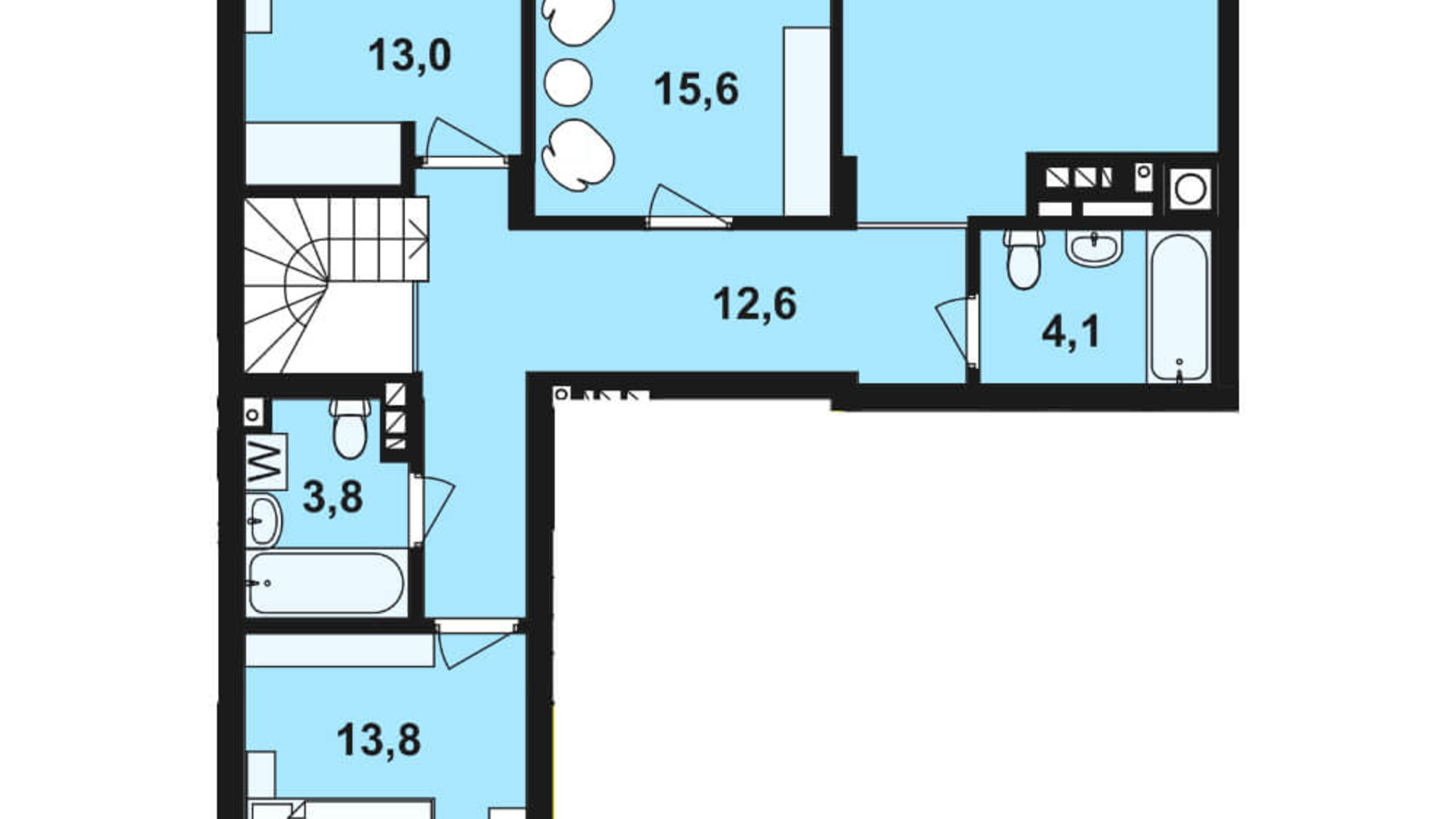 Планировка много­уровневой квартиры в ЖК Семицвет 142.9 м², фото 217302