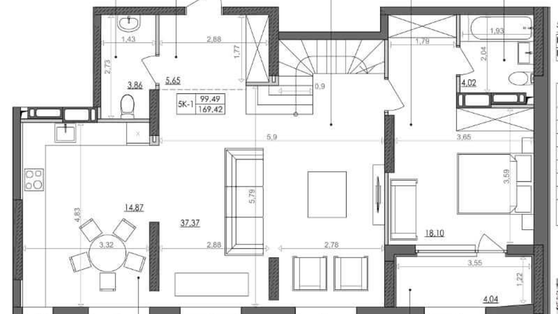 Планування багато­рівневої квартири в ЖК Svitlo Park 168.6 м², фото 217327