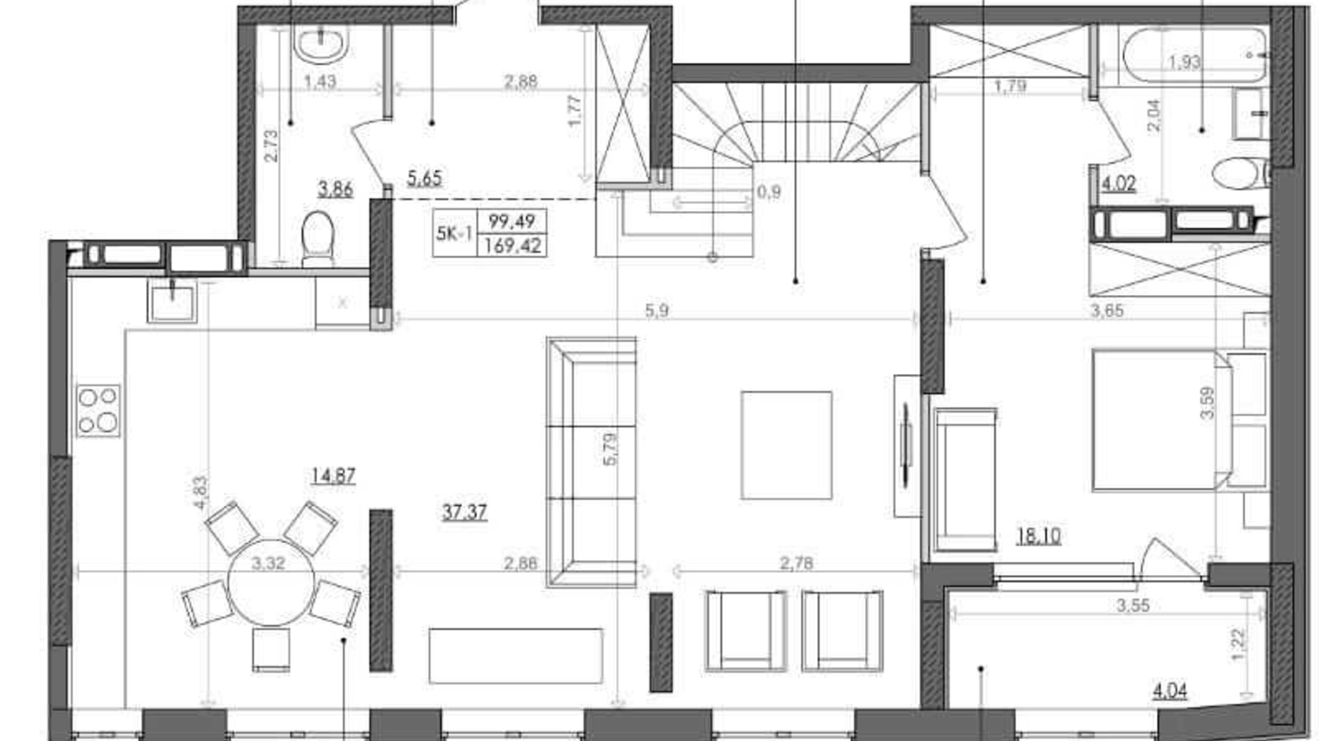 Планування багато­рівневої квартири в ЖК Svitlo Park 166.8 м², фото 217337