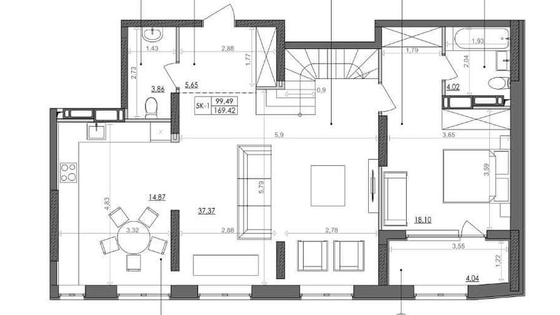 Планировка много­уровневой квартиры в ЖК Svitlo Park 166.8 м², фото 217337