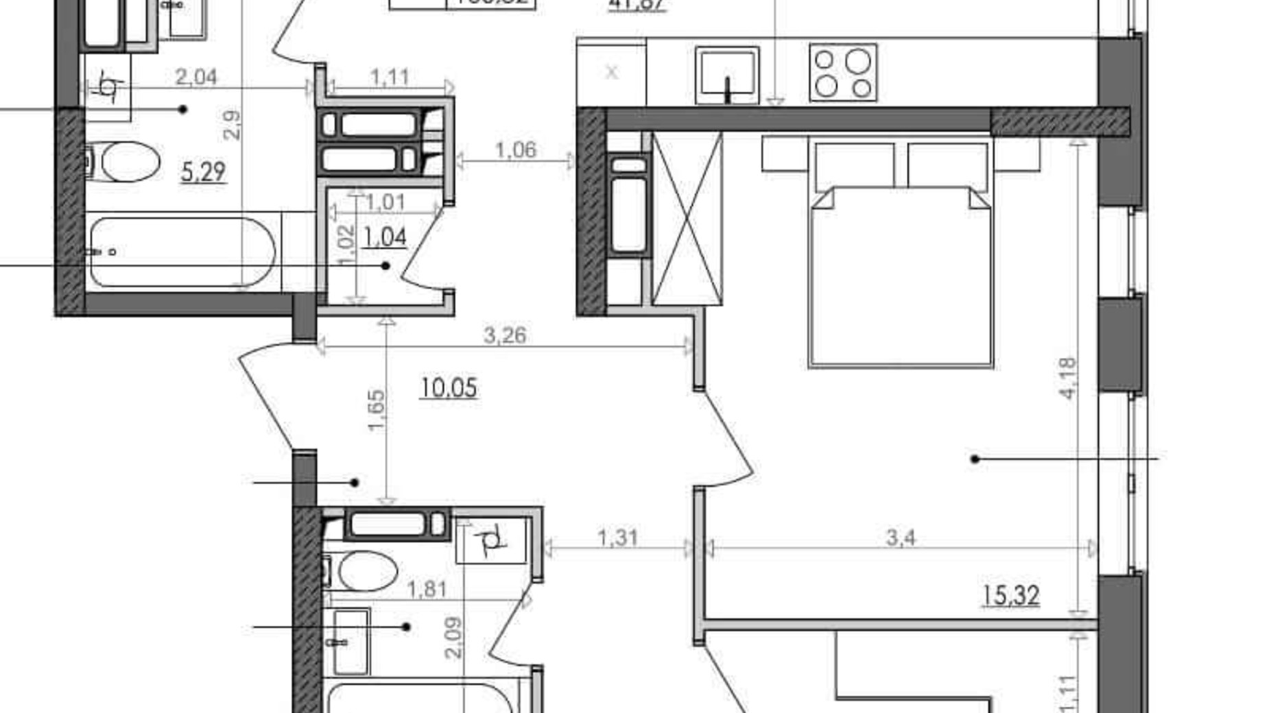 Планировка 3-комнатной квартиры в ЖК Svitlo Park 106.5 м², фото 217343