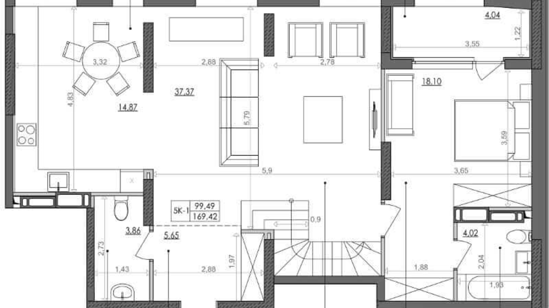 Планировка много­уровневой квартиры в ЖК Svitlo Park 167.1 м², фото 217351