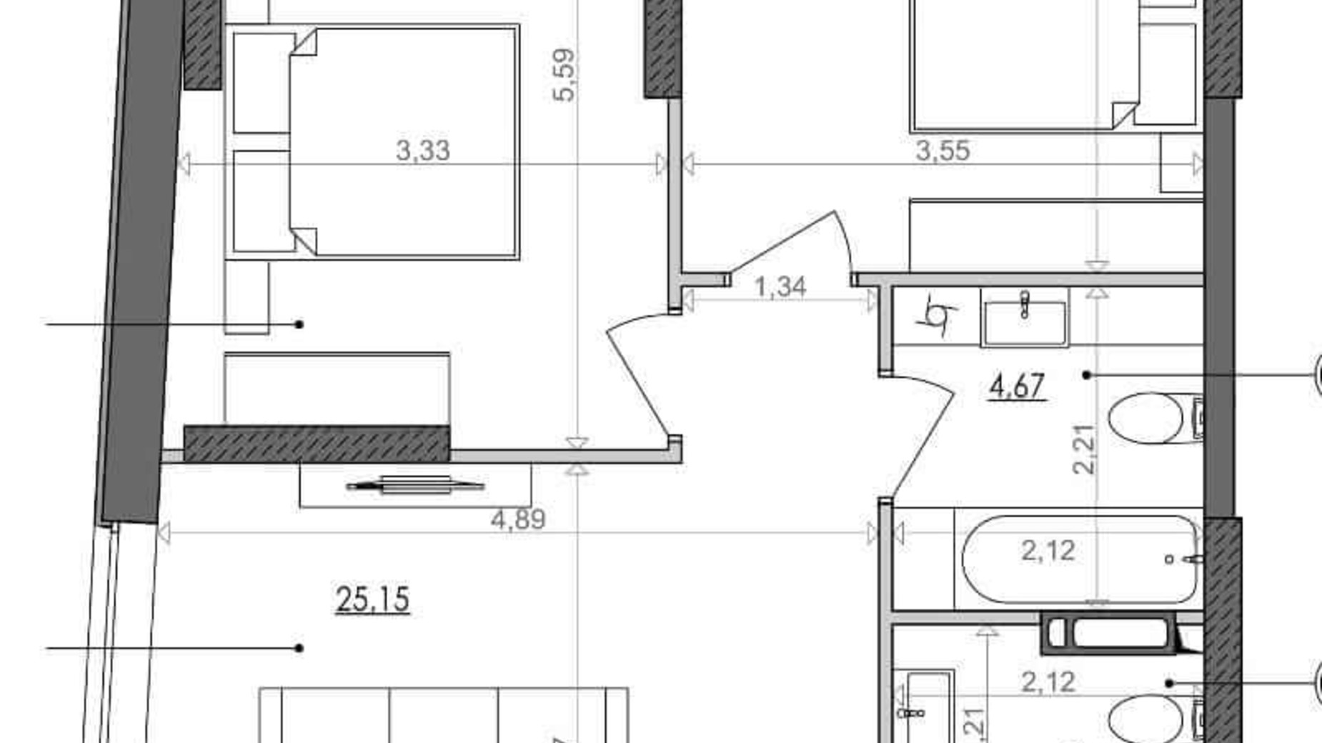 Планировка 2-комнатной квартиры в ЖК Svitlo Park 67.68 м², фото 217353