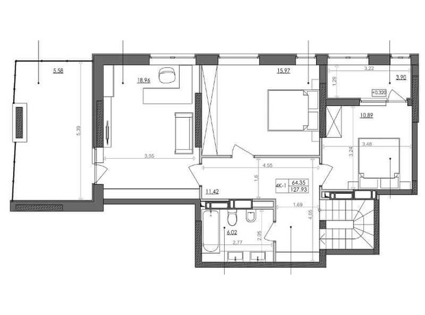 ЖК Svitlo Park: планировка 4-комнатной квартиры 123.1 м²