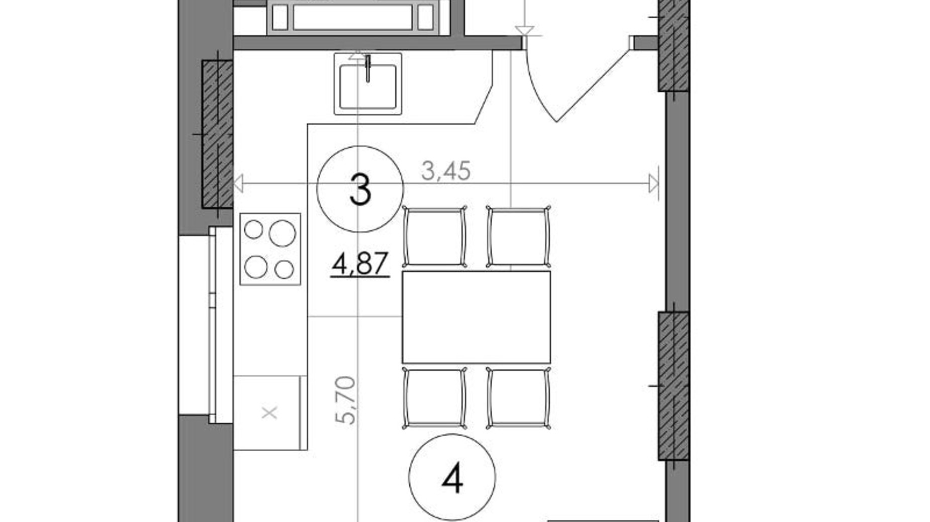 Планировка смарт квартиры в ЖК Svitlo Park 27.26 м², фото 217550