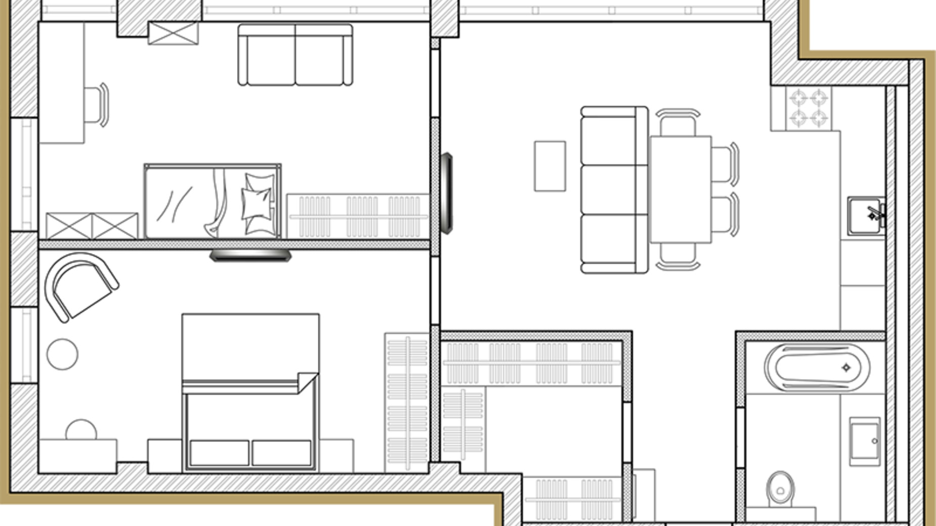 Планування 2-кімнатної квартири в ЖК Premier Park 60.47 м², фото 217844