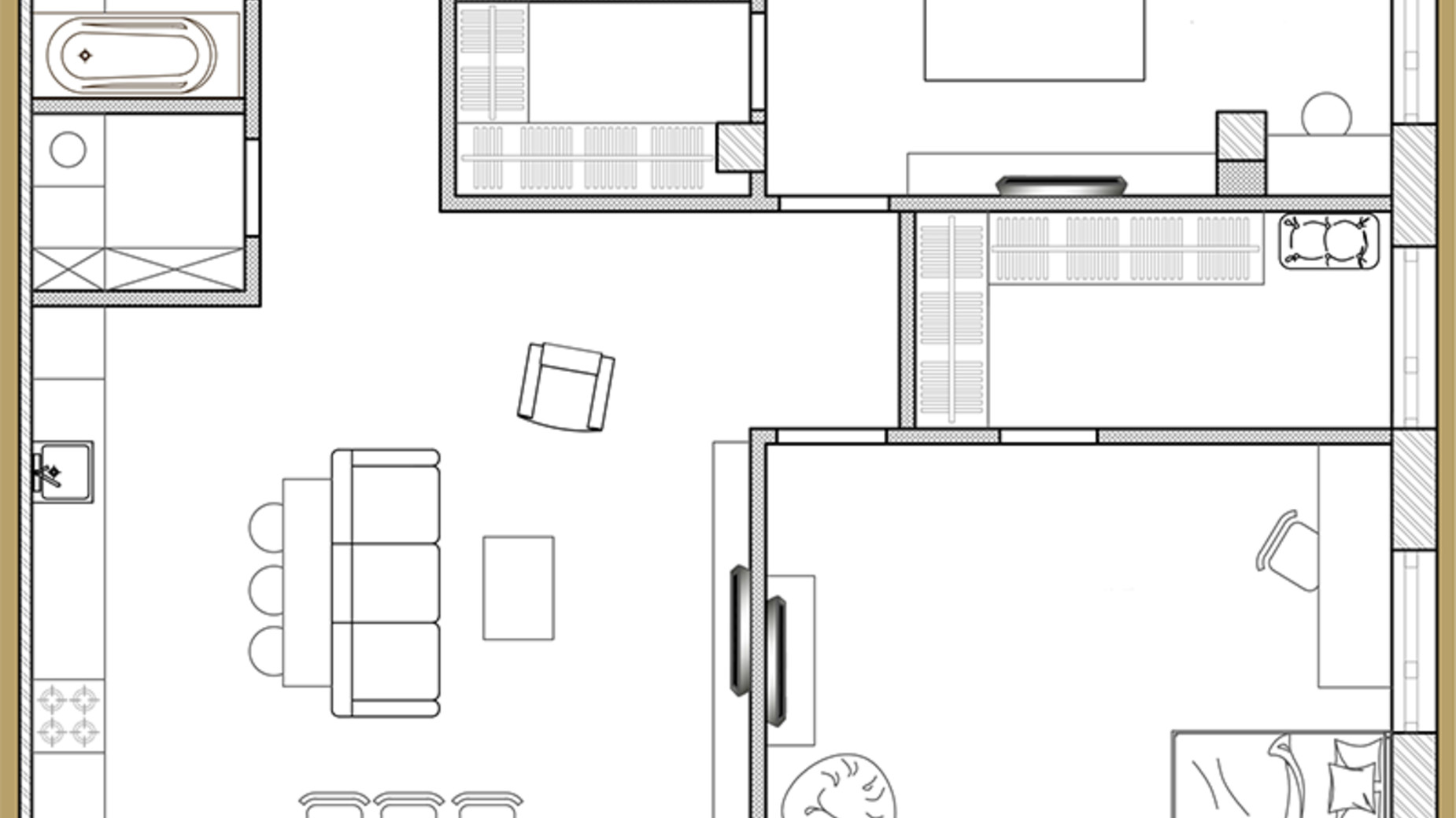 Планировка 3-комнатной квартиры в ЖК Premier Park 92.64 м², фото 217852