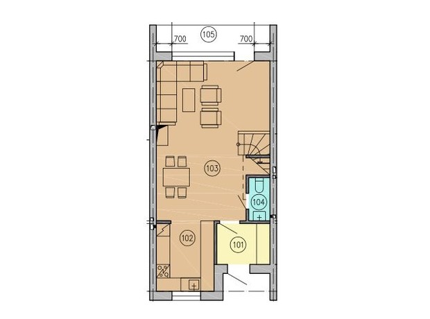 КГ Berega: планировка 2-комнатной квартиры 184 м²