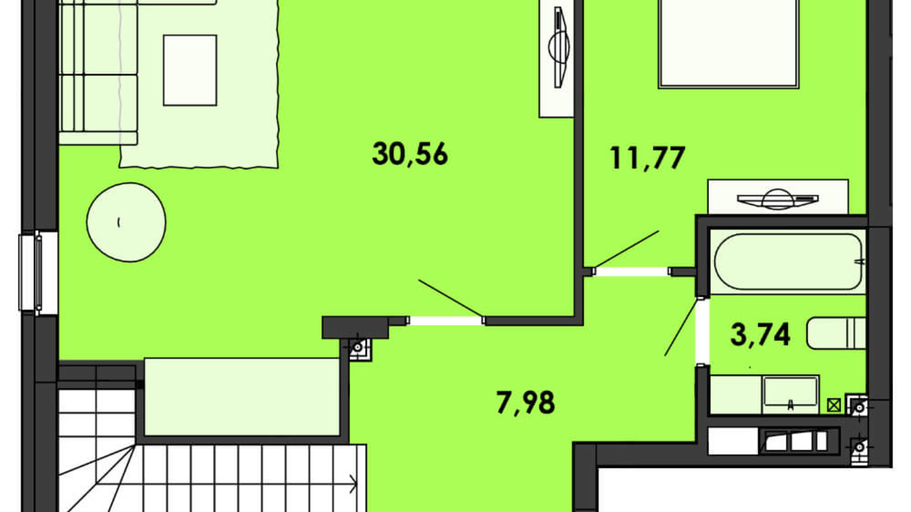 Планування багато­рівневої квартири в ЖК Семицвіт 107.4 м², фото 218144