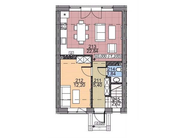 Таунхаус Family Town: планировка 3-комнатной квартиры 95 м²