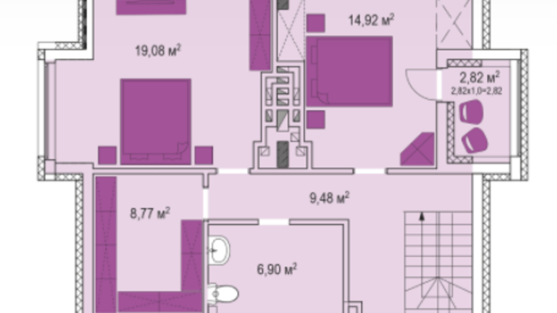 Планировка много­уровневой квартиры в ЖК Лавандовый 105.99 м², фото 219123